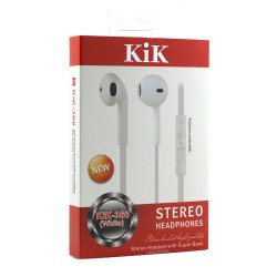 KIK 366 Stereo Earphone Headset with Mic and Volume Control (366 White)